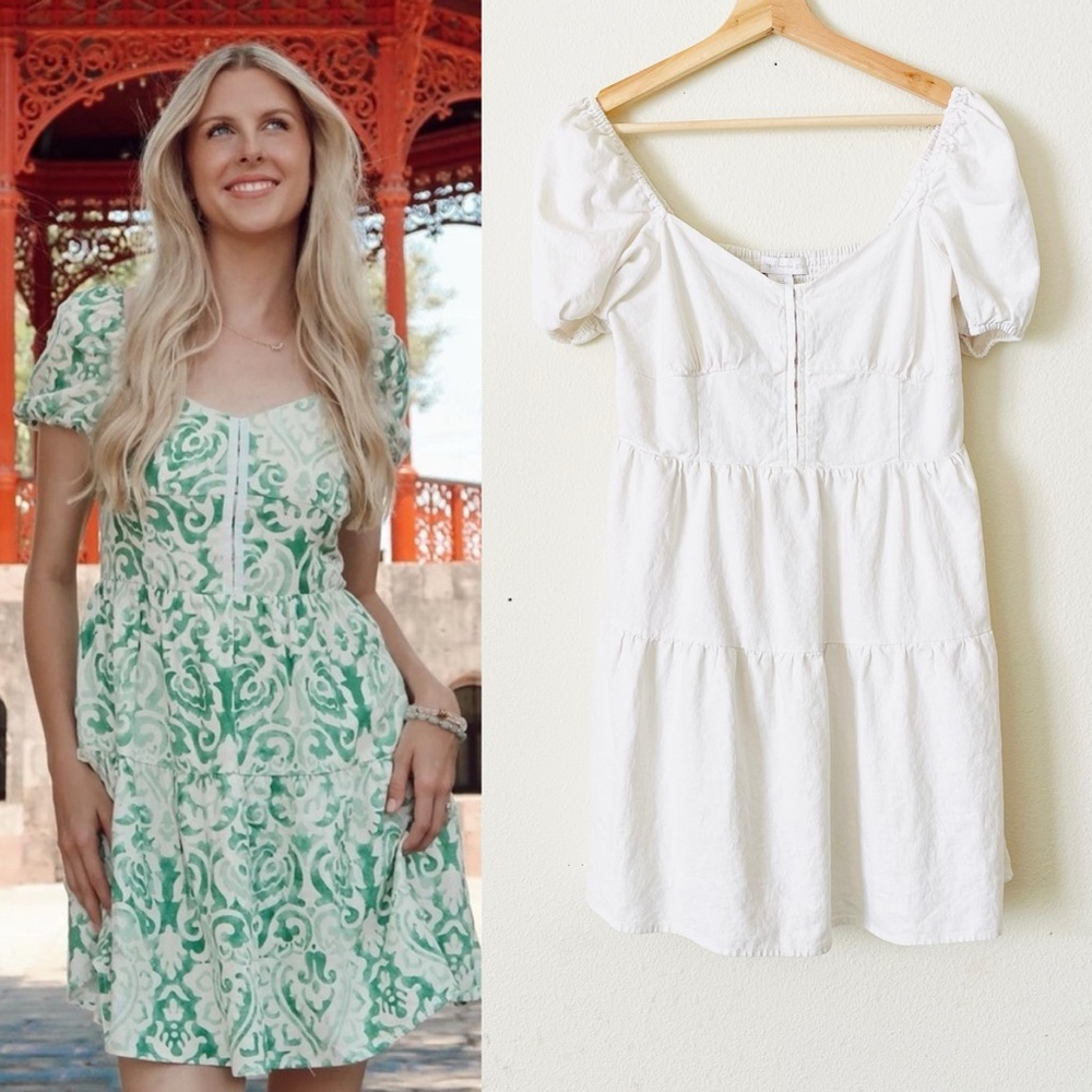 House of Harlow 1960 MEDIUM linen blend white mini dress